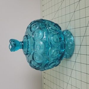 LE Smith Moon and Stars blue large covered candy compote dish